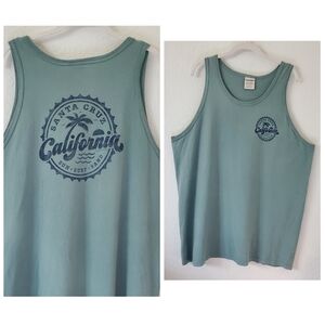 Comfort Wash Sage Green Men's Santa Cruz California Graphic Tank Top XL